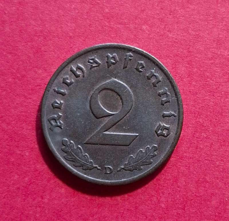 DEUTSCHES REICH 2 Reichspfennig 1939 D (Germany) - superb condition!!