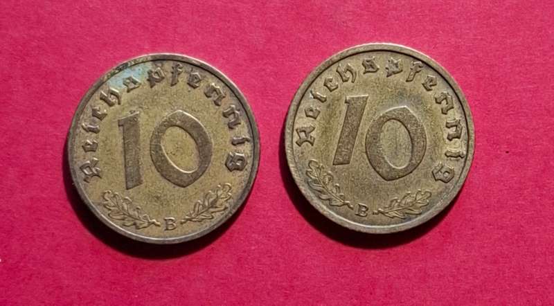 DEUTSCHES REICH 10 Reichspfennig 1938 B & 1939 B (Germany)