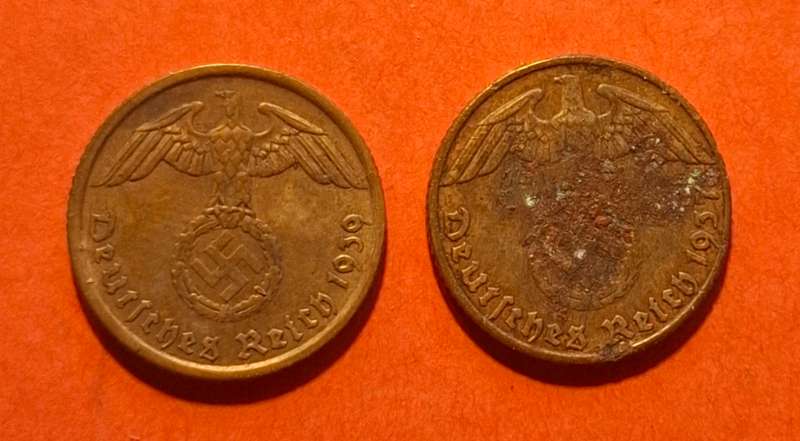 DEUTSCHES REICH 5 Reichspfennig 1937 E & 1939 A (Germany)