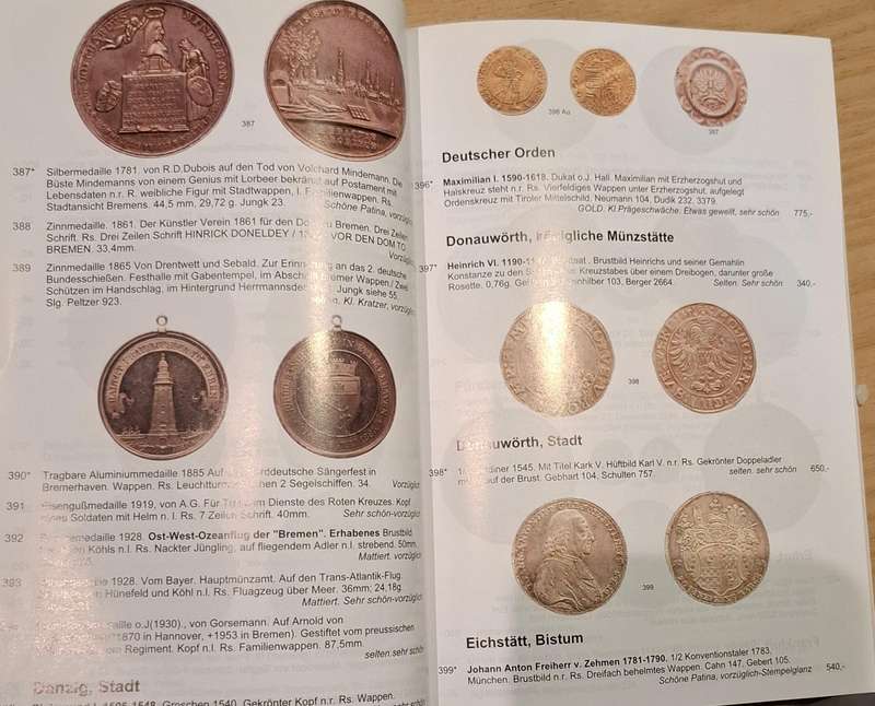 2 SALE CATALOGUES specialised on Ancient Times, Roman Empire, Middle Ages & Old Germany - condition!