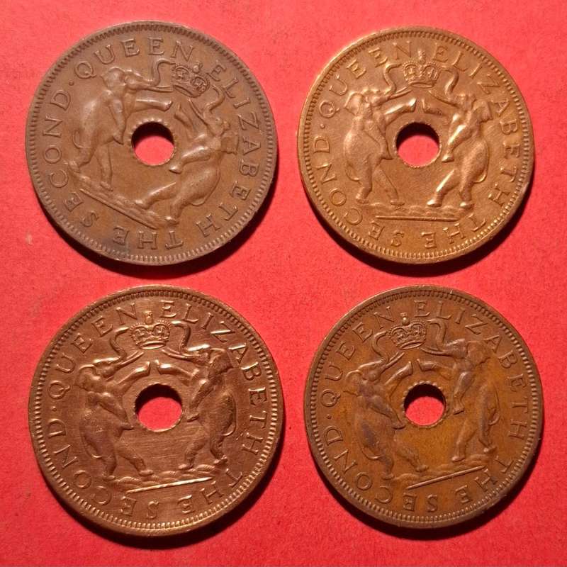 RHODESIA AND NYASALAND Penny collection 1956, 1961, 1962, 1963 - very collectible condition!!
