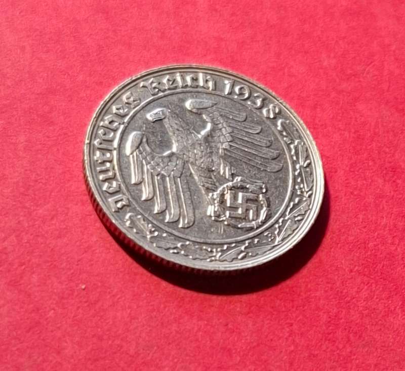 DEUTSCHES REICH 50 Reichspfennig 1938 B (Wien) - very rare nickel coin, excellent condition