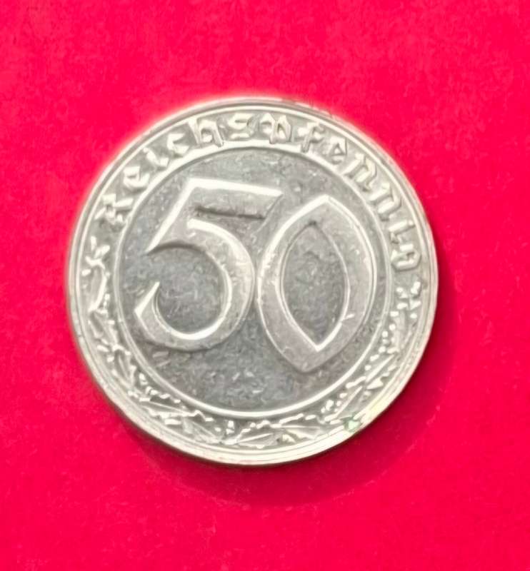 DEUTSCHES REICH 50 Reichspfennig 1938 B (Wien) - very rare nickel coin, excellent condition