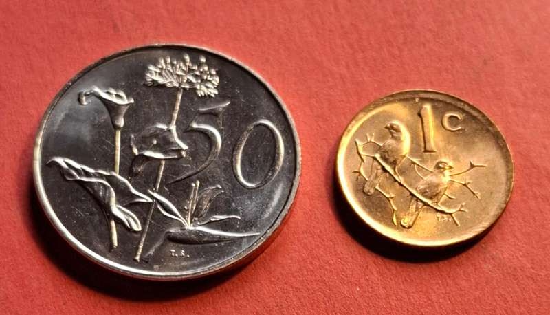 SOUTH AFRICA 50 Cent 1984 & 1c 1984 - in excellent condition!!