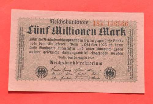 DEUTSCHES REICH 5 Millionen 1923 (Factory impression), Weimar Republic - superb condition