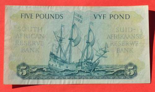 5 Pounds 1948, A/E, MH de Kock, prefix C5, 2nd issue - according to Hern R1950 in EF, R750 in VF