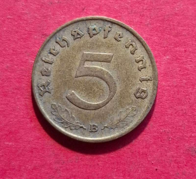DEUTSCHES REICH 5 Reichspfennig 1938 B (Germany) - collectible condition!