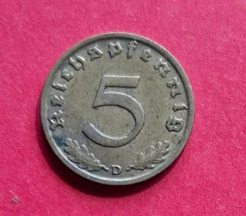 DEUTSCHES REICH 5 Reichspfennig 1939 D (Germany) - collectible condition!