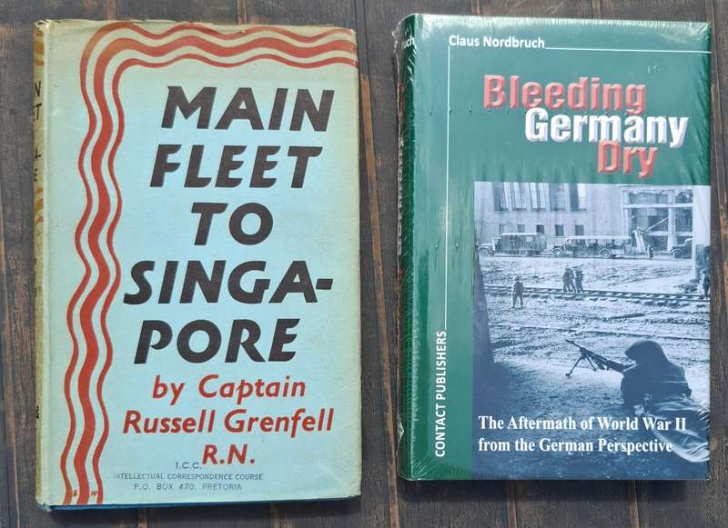 MAIN FLEET TO SINGAPORE & ALLIED ATROCITIES and MASSACRES IN GERMANY 1944-51 - both 1st editions WW2