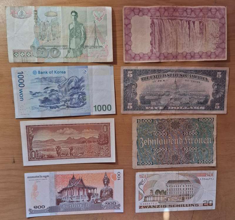 Demanding collection of banknotes (Austria, South Africa, Cambodia, Zimbabwe et al.)