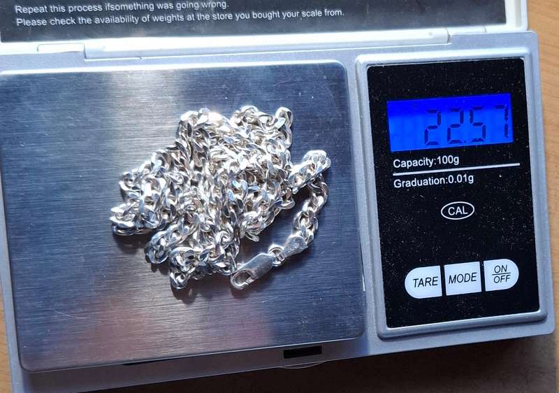 925 SILVER CHAIN for men, 4mm thick, 60cm long, 22.57g - Italy made