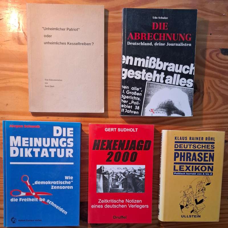 Top collection on the DESTRUCTION OF FREEDOM OF SPEECH in Germany - all original German editions