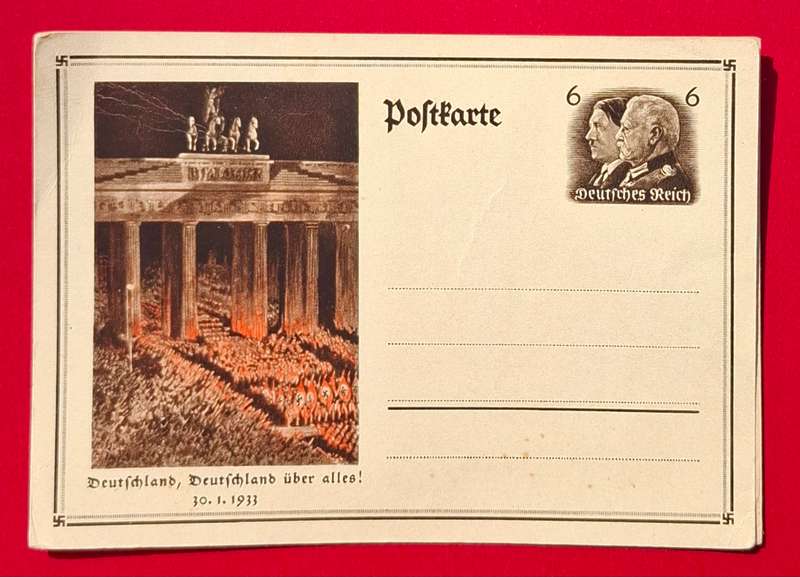 DEUTSCHES REICH original Nazi propaganda post card 30 January 1933 (Germany)