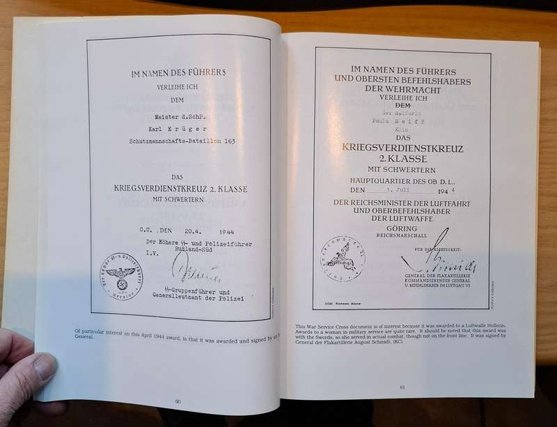 GERMAN MILITARY AWARD DOCUMENTS 1939-1945