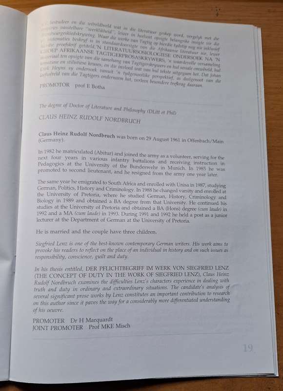 Graduation Ceremony 1995 at UNISA, honoris causa, SIGNED BY THABO MBEKI, THE LATER PRESIDENT