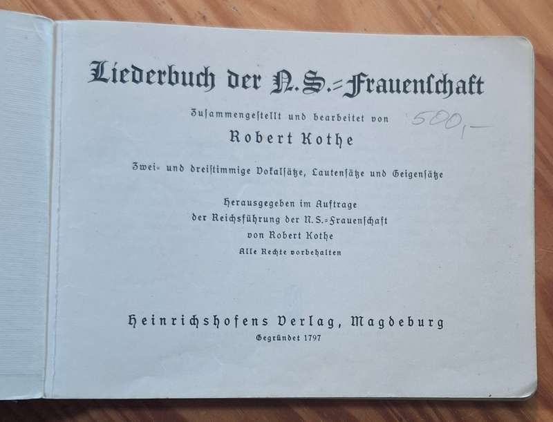 Liederbuch der NS-Frauenschaft (NSF) SONGBOOK Original Third Reich collectible
