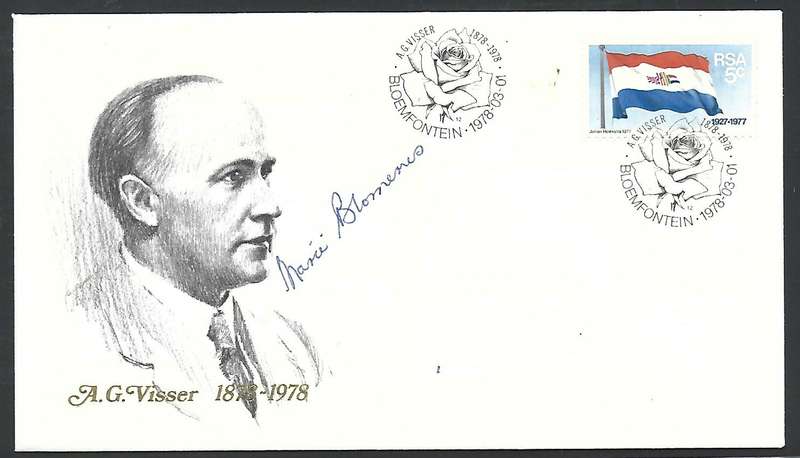 RSA- FDC- Variety- Signed by Afrikaans poet and writer- Marie Blomerus
