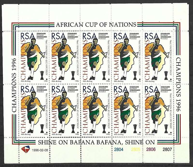 RSA - Full **Mint Sheet - SACC 939a - Soccer- Africa cup of nations - Variety - Missing bal