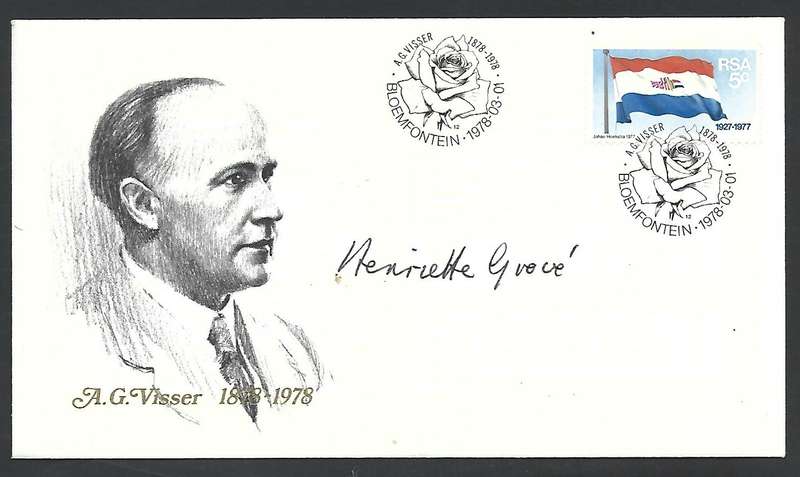 RSA- FDC- Variety- Signed by Afrikaans  writer- Henriette Grove