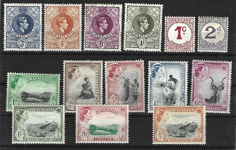 Swaziland - Selection of mint( Hinged) and used stamps- some high value