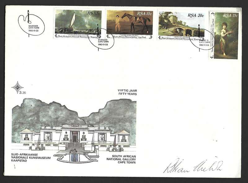 RSA FDC 3.25- SA National Gallery -Variety- Signed by Curator