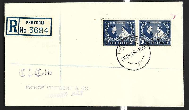 Union of SA -FDC-Silver Wedding - Dated 26/04/1948