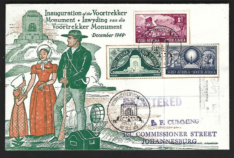 Union of SA - FDC - Inauguration of Voortrekker Monument - 16 Dec. 1949