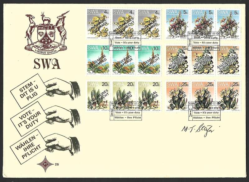 SWA FDC 25 - Variety by Administrator-General MT Steyn + Letter from his office- Extremely scarce
