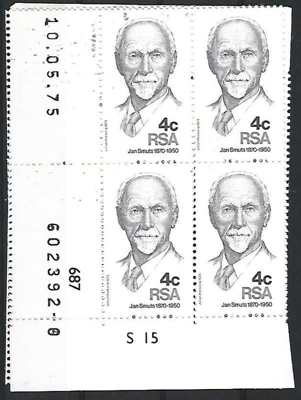RSA- SACC 383 - Smuts - Variety - 4c moved to the left