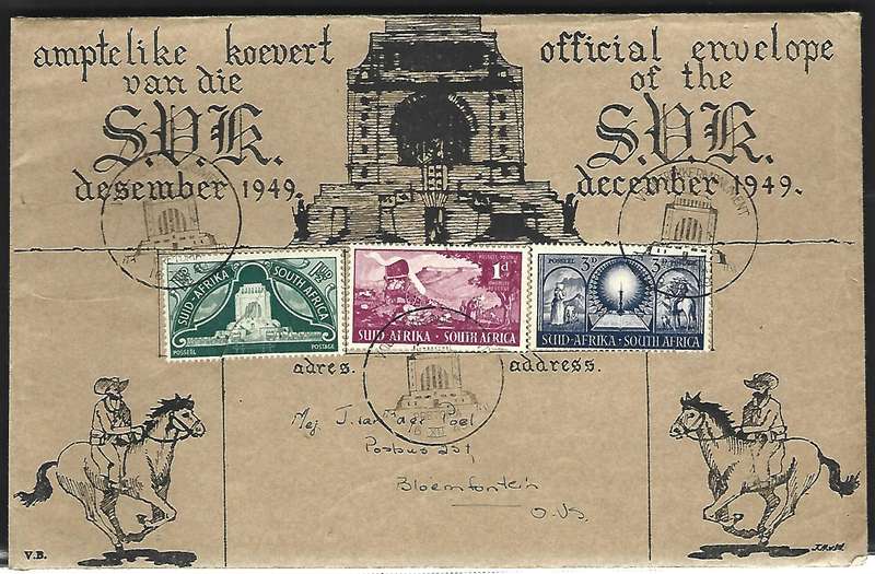 Union of SA -FDC-Voortrekker Monument Inauguration -  Dated 16/12/1949 Voortrekker Monument
