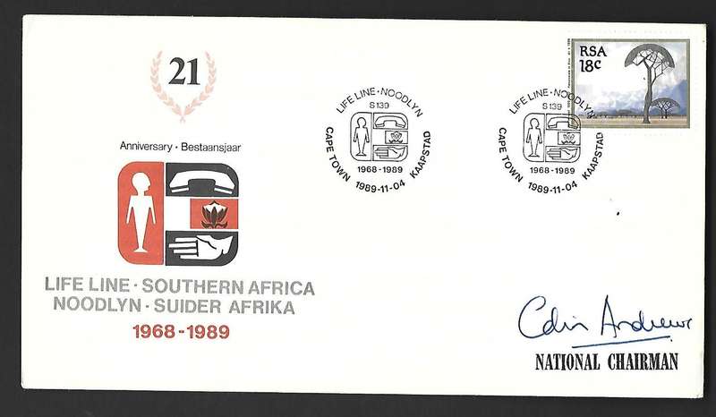 RSA FDC - Life Line 1989  - Variety- Signed by National Chairman