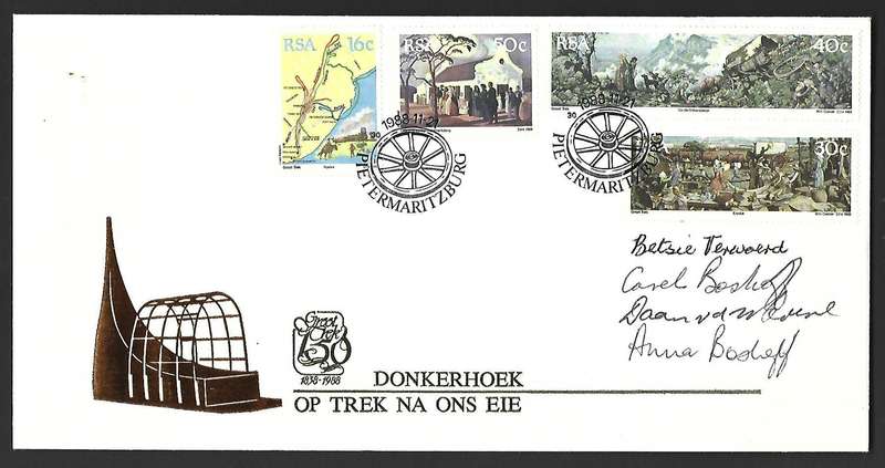 RSA FDC-Voortrekker Great Trek-variety-Signed by Verwoerd, Boshoff, Boshoff, Van Der Merwe
