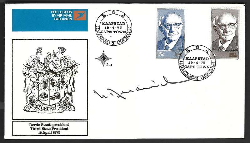 RSA FDC 2.4 - Inauguration of State President -  Variety - Signed by President Diedericks