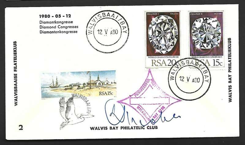 RSA FDC Walvis Bay Philatelic Club - Diamond congress - variety- signed