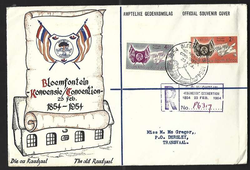 Union of SA- FDC - Centenary of O.V.S.- 23 Feb 1954