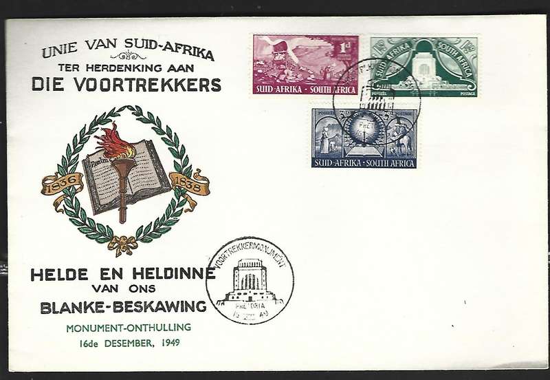 Union of SA- FDC - Inauguration of Voortrekker Monument - 16 Des 49