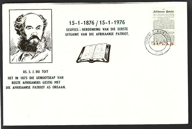 RSA FDC - Anniversary of first edition of "Afrikaanse Patriot"