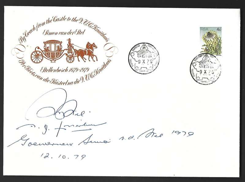 RSA FDC Simon van der Stel - Stellenbosch  - Variety - Signed by the Governor