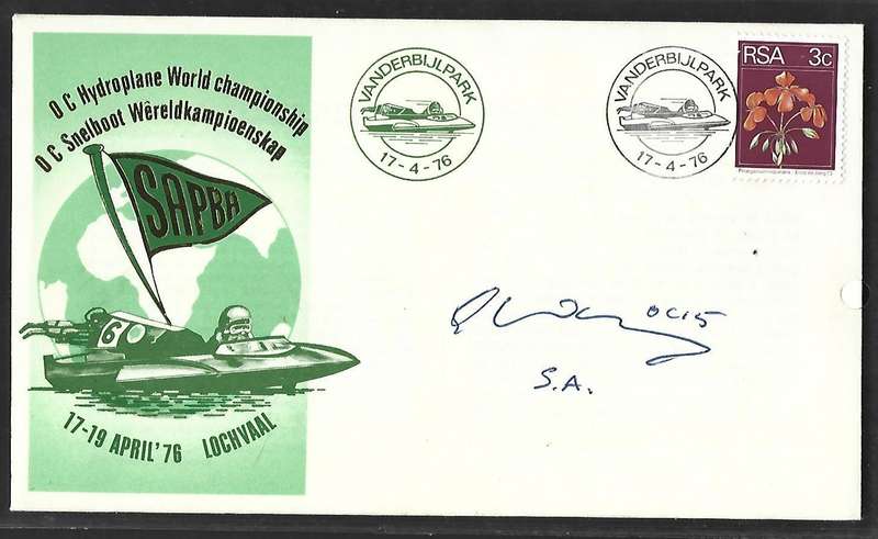 RSA FDC - Hydroplane world Championship - Variety - Signed by the winner