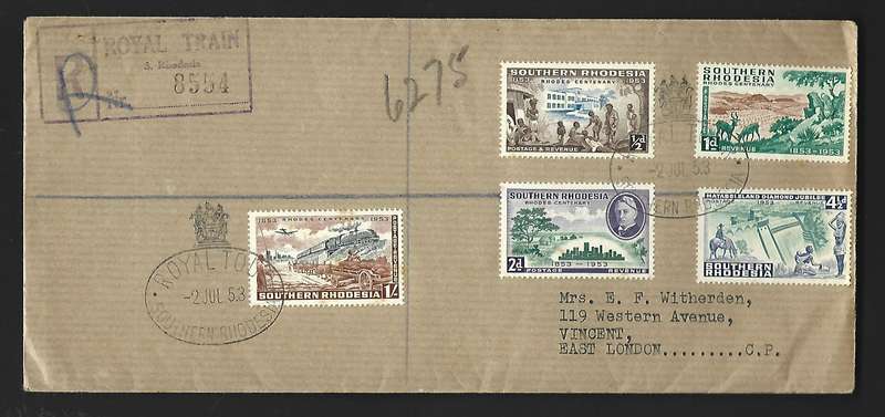 Southern Rhodesia FDC - Centenary of Cecil Rhodes  - Royal tour cancellation 2/07/1953