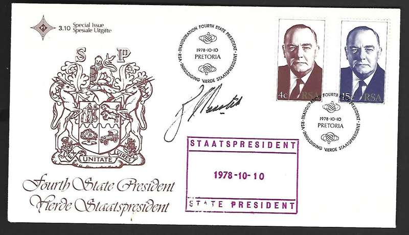 RSA FDC 3.10 - Inauguration of President - Variety - Signed by President Vorster