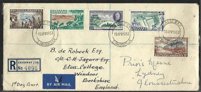 Southern Rhodesia FDC - Centenary of Cecil Rhodes  15/04/1953
