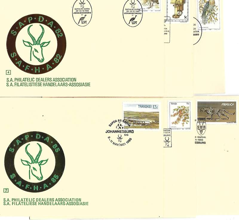 SWA and Homelands - 7 x  S.A. Philatelic Dealers Association covers