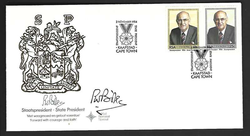 RSA FDC 4.9a - Inauguration of State President P.W.Botha -Variety- Signed .