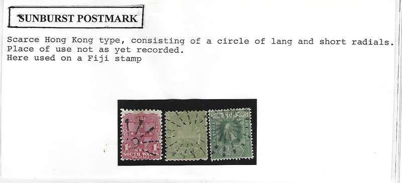 Fiji - Sunburst postmark on stamp - scarce item