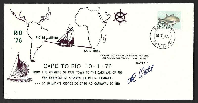 RSA FDC - 1976 - Cape to Rio  - variety- signed by the Captain of the yacht Preussen