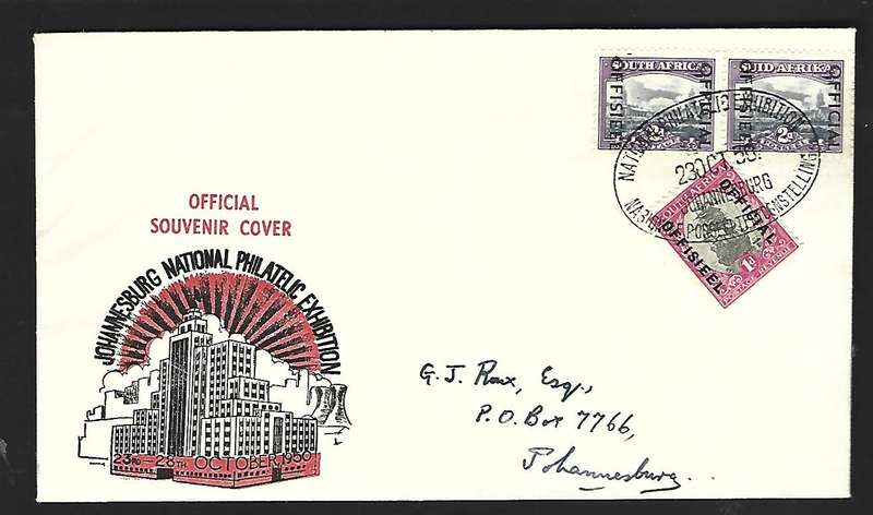 Union SA-FDC- Complete with "offisieel/Official" overprint- JHB philatelic exhibition