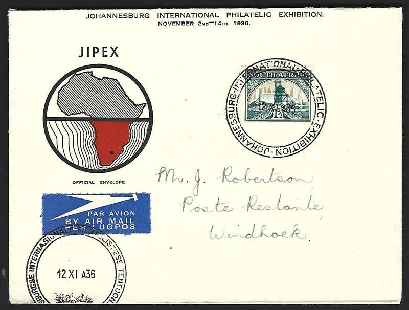 Union SA-FDC- SACC 57- First day of issue of 11/2d 12/11/36 - Jipex exhibition