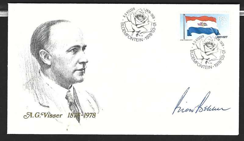 RSA- FDC- Variety- Signed by Afrikaans poet and writer- Pirow Bekker