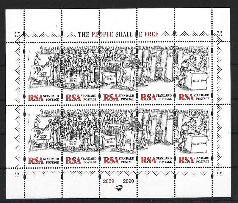 RSA - Full **Mint Sheet - SACC 1014-1018 - Elections 1994
